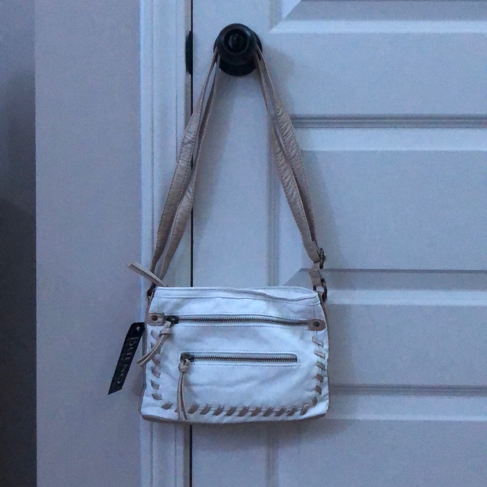 bueno white and gold bag